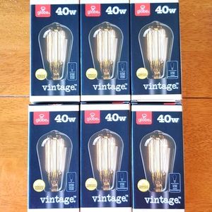 6-Pack/Lot 40W Vintage Edison S60 Squirrel Cage Bulb 01324 ST 120 Lumens 3000 Hr
